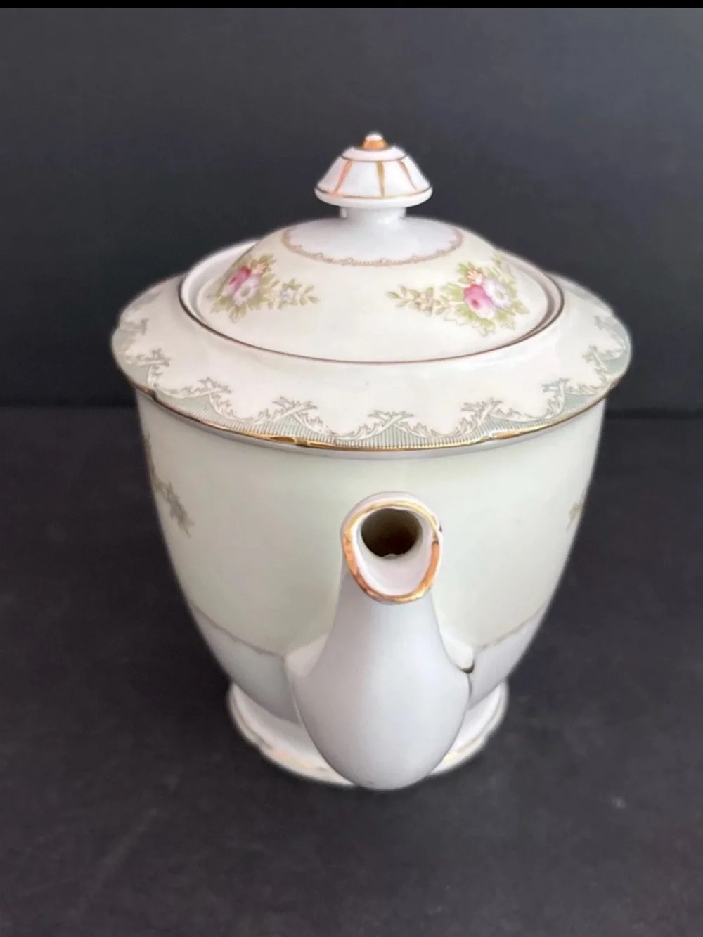 Vintage Porcelain Floral Gold Trim Tea Pot Shabby Chic Cottage Core Tea Party